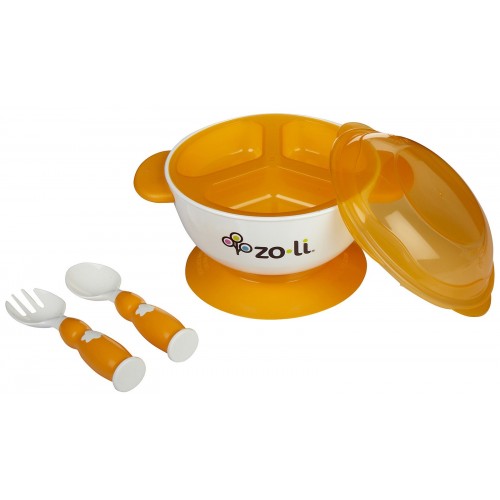 Zoli Stuck Suction Feeding Bowl Kit - Orange